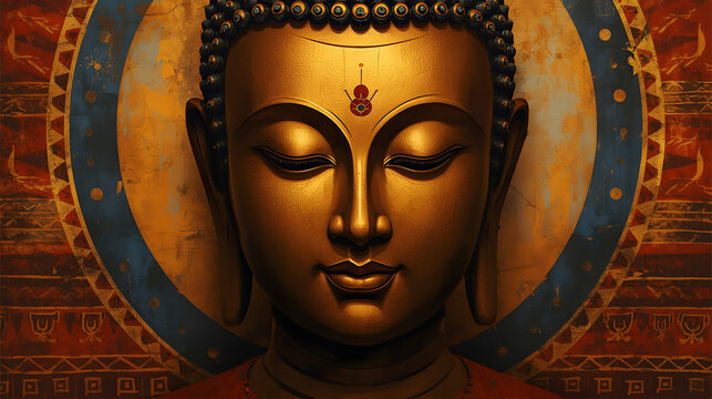 African style portrait of lord buddha