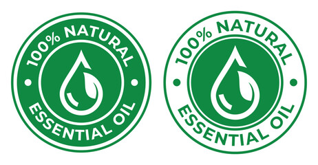 100% Natural Essential Oil Badge Set &ndash; Green Organic Quality Seal Icons