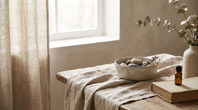 A serene room with natural light and minimalist decor.