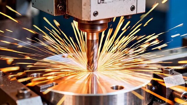 CNC machine drill processing metal workpiece