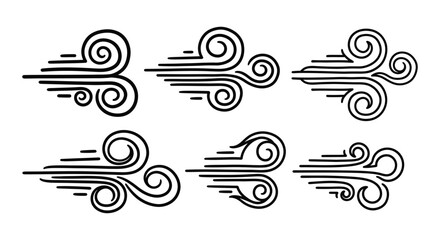simple wind currents icon illustrating dynamic airflow and speed great for weather apps environmental themes and graphic design.