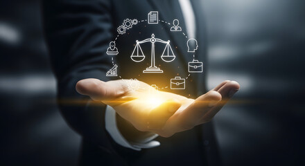 Justice and law concept with scales of justice