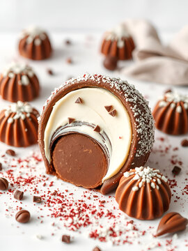 ballotin de chocolats sur fond blanc