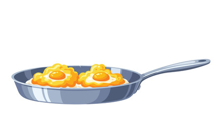 Morning Breakfast Delight Two Perfectly Cooked Sunny-Side Up Eggs in a Skillet Ready for a Delicious Start to the Day