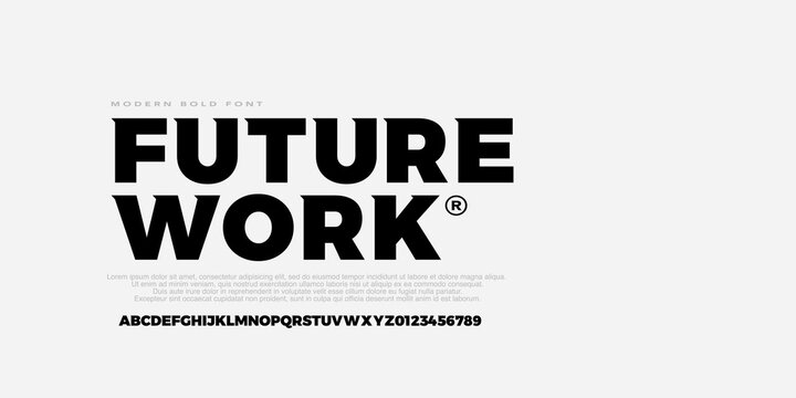 FutureWork Font,modern bold urban ,san serif alphabet fonts. Typography sport, simple, technology, fashion, digital, future creative logo font. vector illustration