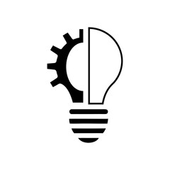 Fototapeta premium Creative Idea and Engineering Symbol Lightbulb Gear Vector.