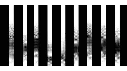 abstract black and white halftone pattern with vertical gradient bars creating a graphic design element or retro digital texture background.