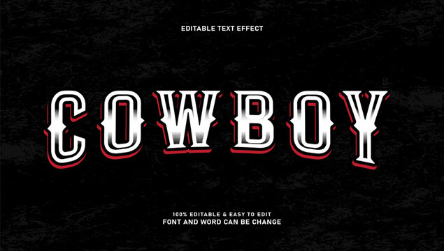 Vintage Western Cowboy Editable Text Effect with Red Shadow