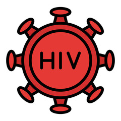 Fototapeta premium HIV Filled Line Icon Vector, HIV AIDS Awareness and Medical Healthcare Symbol for Hospital and Campaign Design