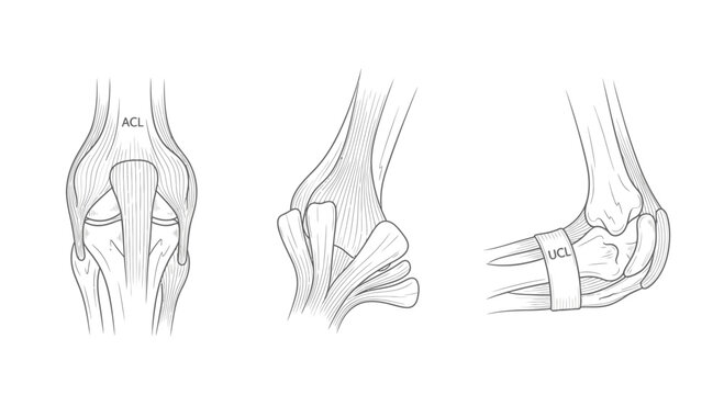 Elbow Anatomy Ligaments: UCL, ACL, Medical Illustration, Orthopedic Diagram