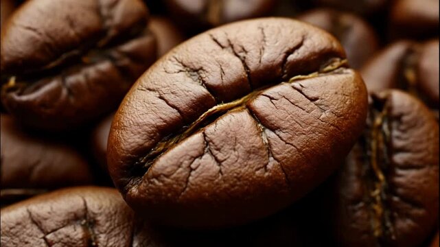 Coffee bean roasted espresso aroma caffeine brown macro texture background, close up dark roast seed pile filling frame, detailed surface for cafe menu design, brewing concept, copy space