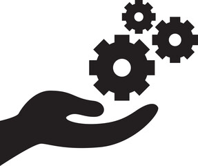 gear mecanism in hand icon illustrator design 
