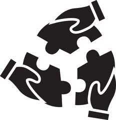 jigsaw hand group connection icon illustrator design 
