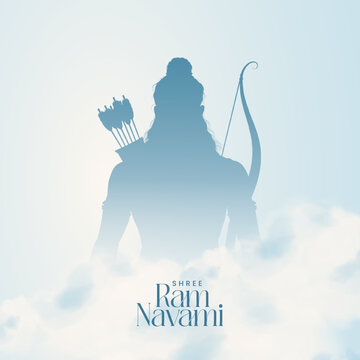 Shree Ram Navami Greeting, God Ram Background Design. A Hindu festival celebrated of lord ram birthday. Happy Ram Navami Vector  Background Design with Lord Rama silhouette.