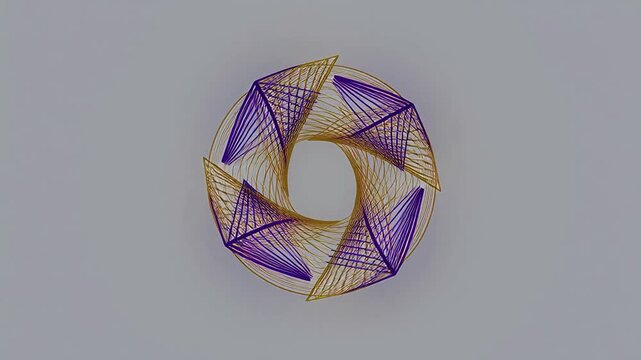 Abstract geometric pattern with purple gold lines on white background