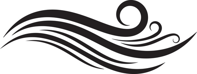 Fototapeta premium Abstract wavy lines illustration vector silhouette on transparent background.