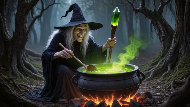 witch in a cauldron