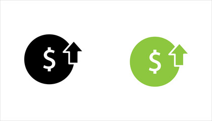 Fototapeta premium PrintOutline icon with dollar symbol and upward arrow representing profit growth, revenue increase, or financial success.