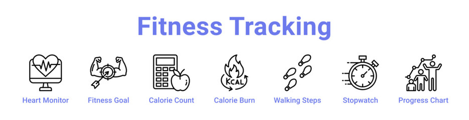 -Fitness Tracking Icon Banner and Collection