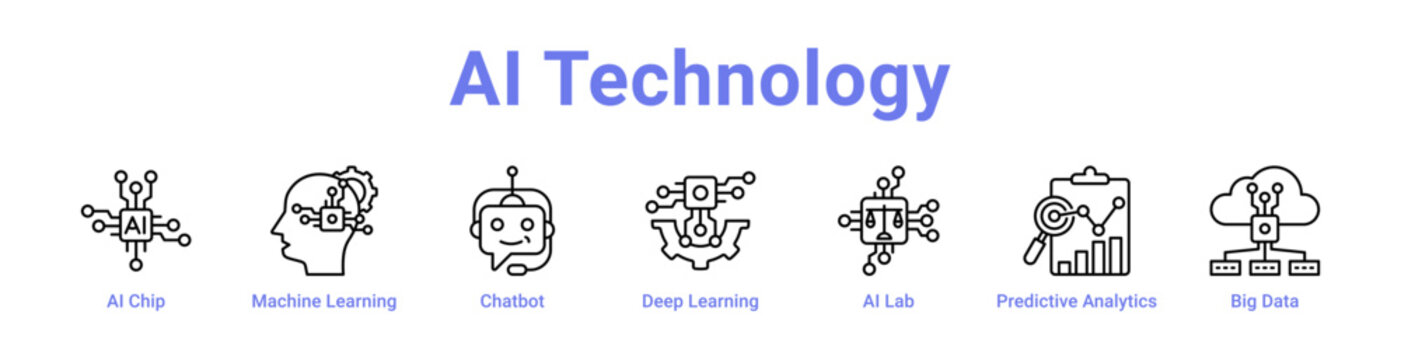 Ai Technology Icon Banner and Collection