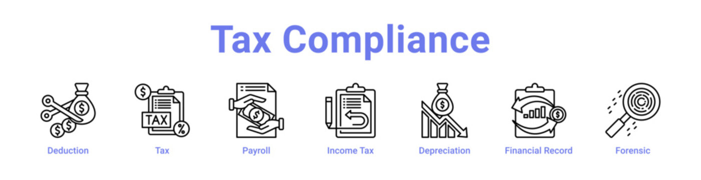 Tax Compliance Icon Banner and Collection