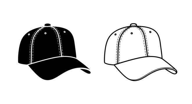 Black and white baseball cap vector art, minimalist hat design, simple cap illustration Vector