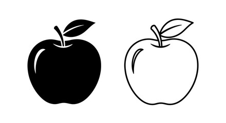 Black and white apple illustration, vector design, minimalist fruit art Vector
