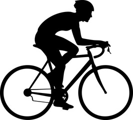 Obraz premium Person riding a bicycle silhouette side view isolated on white background minimalist cycling fitness and eco friendly transportation illustration