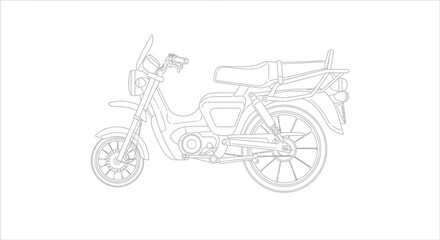 Fototapeta premium Vintage Moped Scooter Line Art Drawing - Retro Transport Vehicle Sketch
