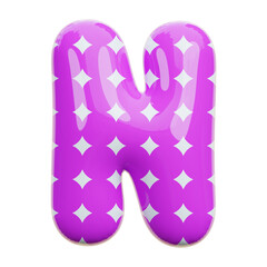 Inflated Alphabet Letter N 3D Render Icon Illustration