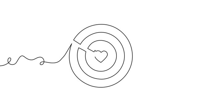 Line arrow continuous art up one drawing target icon direction down. Arrow line continuous finance illustration business growth outline single work circle vector goal process sign doodle around grow.