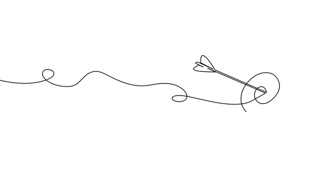 Line arrow continuous art up one drawing target icon direction down. Arrow line continuous finance illustration business growth outline single work circle vector goal process sign doodle around grow.