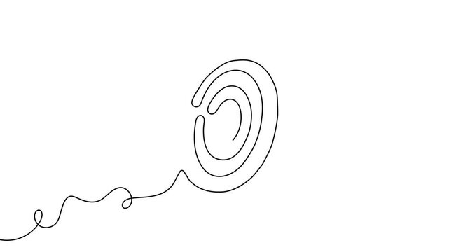 Line arrow continuous art up one drawing target icon direction down. Arrow line continuous finance illustration business growth outline single work circle vector goal process sign doodle around grow.