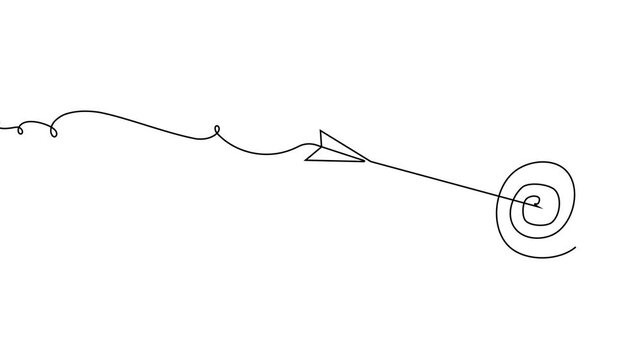 Line arrow continuous art up one drawing target icon direction down. Arrow line continuous finance illustration business growth outline single work circle vector goal process sign doodle around grow.