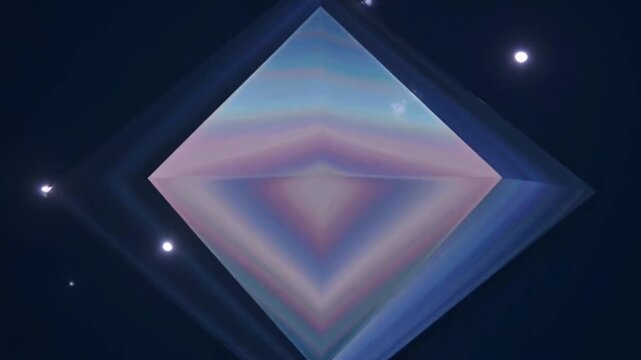 Vibrant diamond shape glowing with rainbow light in space