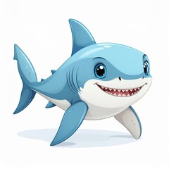 Naklejka premium Cute Friendly Shark Clipart Isolated on White