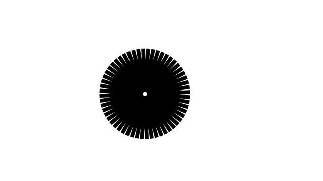 Abstract black and white circular pattern with radial lines and central dot for dynamic background d