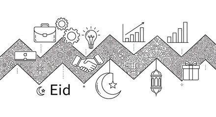 Naklejka premium Eid Mubarak Business Background, Ramadan Kareem, Islamic Illustration