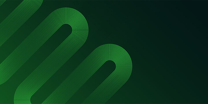 Abstract green background with glowing geometric lines. Modern gradient rounded square lines pattern. Suit for banner, web, brochure, pamflet and presentation, modern
