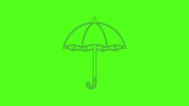 Protective Umbrella Insurance Weather Vector Line Art Icon Animation Green Screen