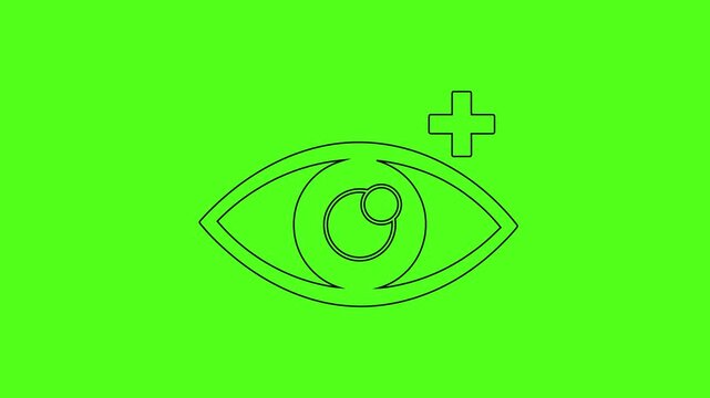 Eye Care Ophthalmology Medical Vector Line Art Icon Animation on Green Screen