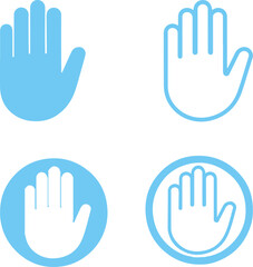 Obraz premium Set of Open hand and palm icons showing a stop gesture transparent