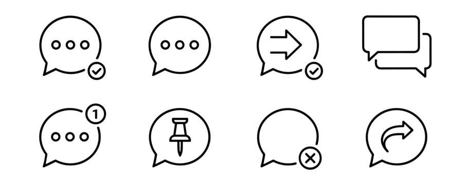 Messaging and communication line icons set