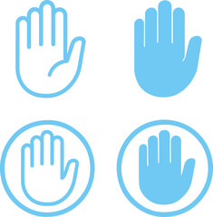 Obraz premium Set of Open hand and palm icons showing a stop gesture transparent