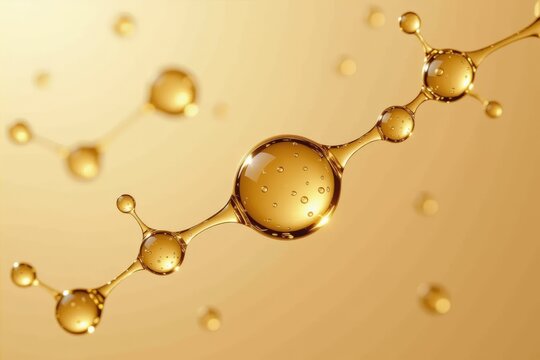 Macro image of viscous liquid droplets forming necking bridges, illustrating lignan editorial system and fluid dynamics in material science research.