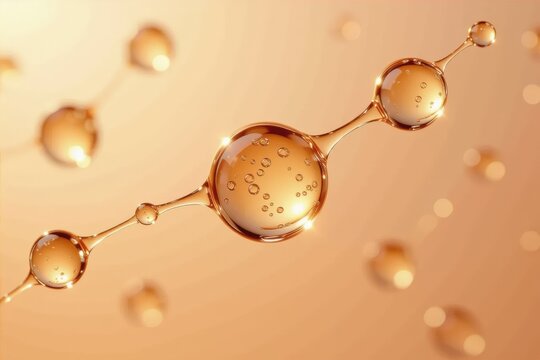 Macro image of Lactobacillus reuteri droplets connected by viscous necking bridges in an editorial scientific visualization.