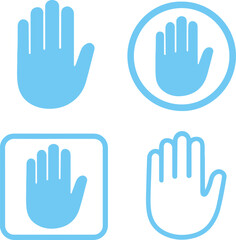 Obraz premium Set of Open hand and palm icons showing a stop gesture transparent