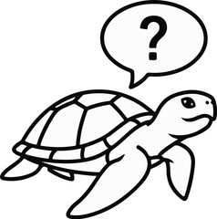 Obraz premium A cartoon turtle with a question mark in a speech bubble above