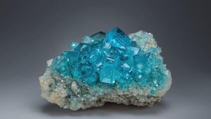 Blue topaz on rock from Volodarsk, Ukraine