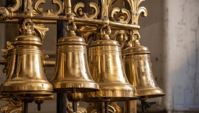 Brass bell for four-tone Catholic service